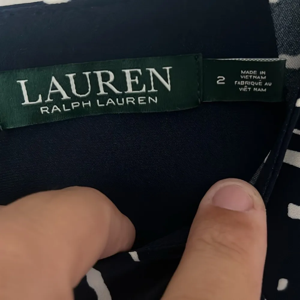 Lauren Ralph Lauren women’s shift navy & white long sleeve midi dress, size 2 # Blue - Image 4