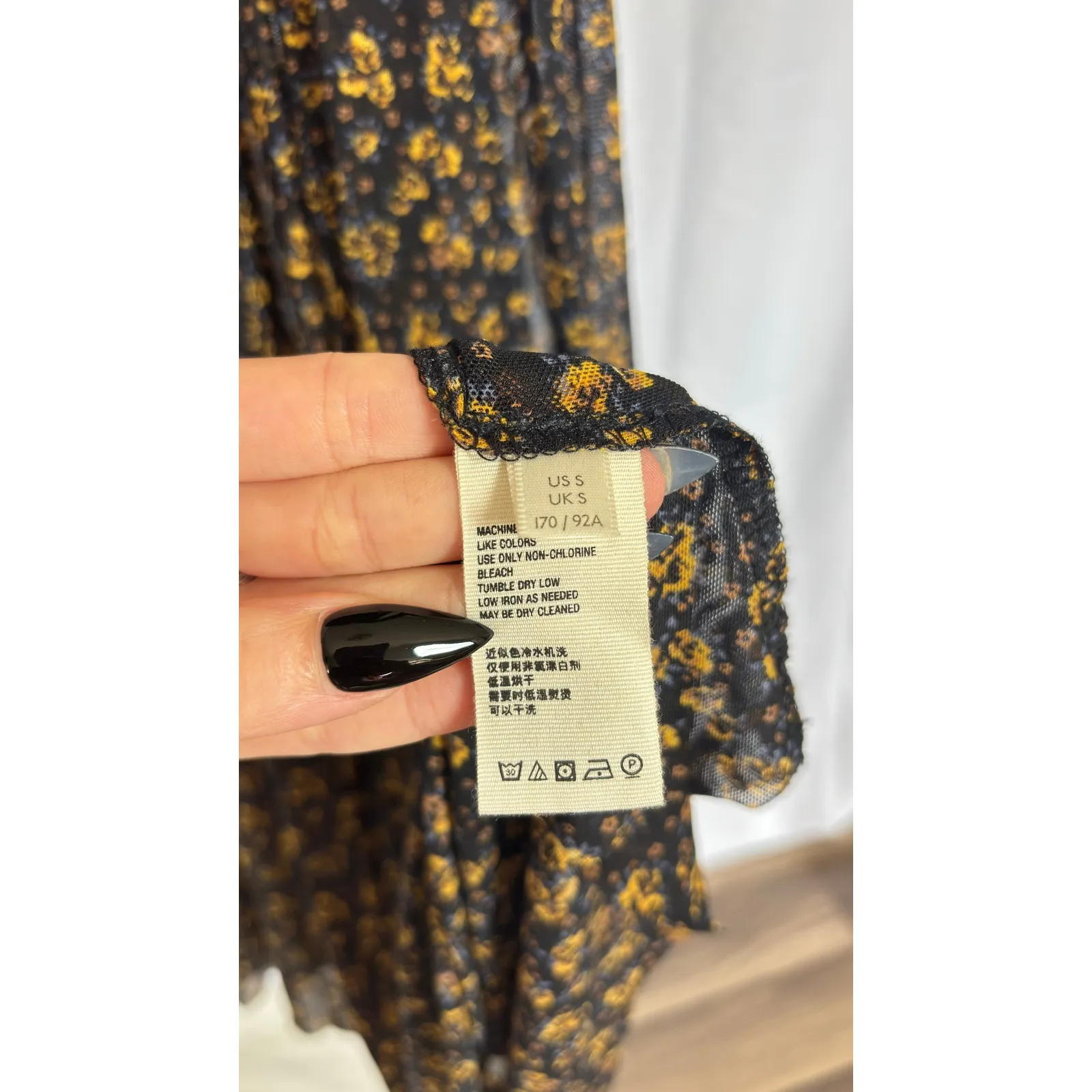 $128 Free People Black Hello & Goodbye Mesh Long Sleeve Maxi Dress Size Small - Image 9