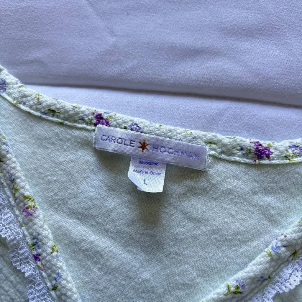 Vintage 90s Boho Hippie Cottage Light Green Cardigan Sweater Womens Size Large - Image 2