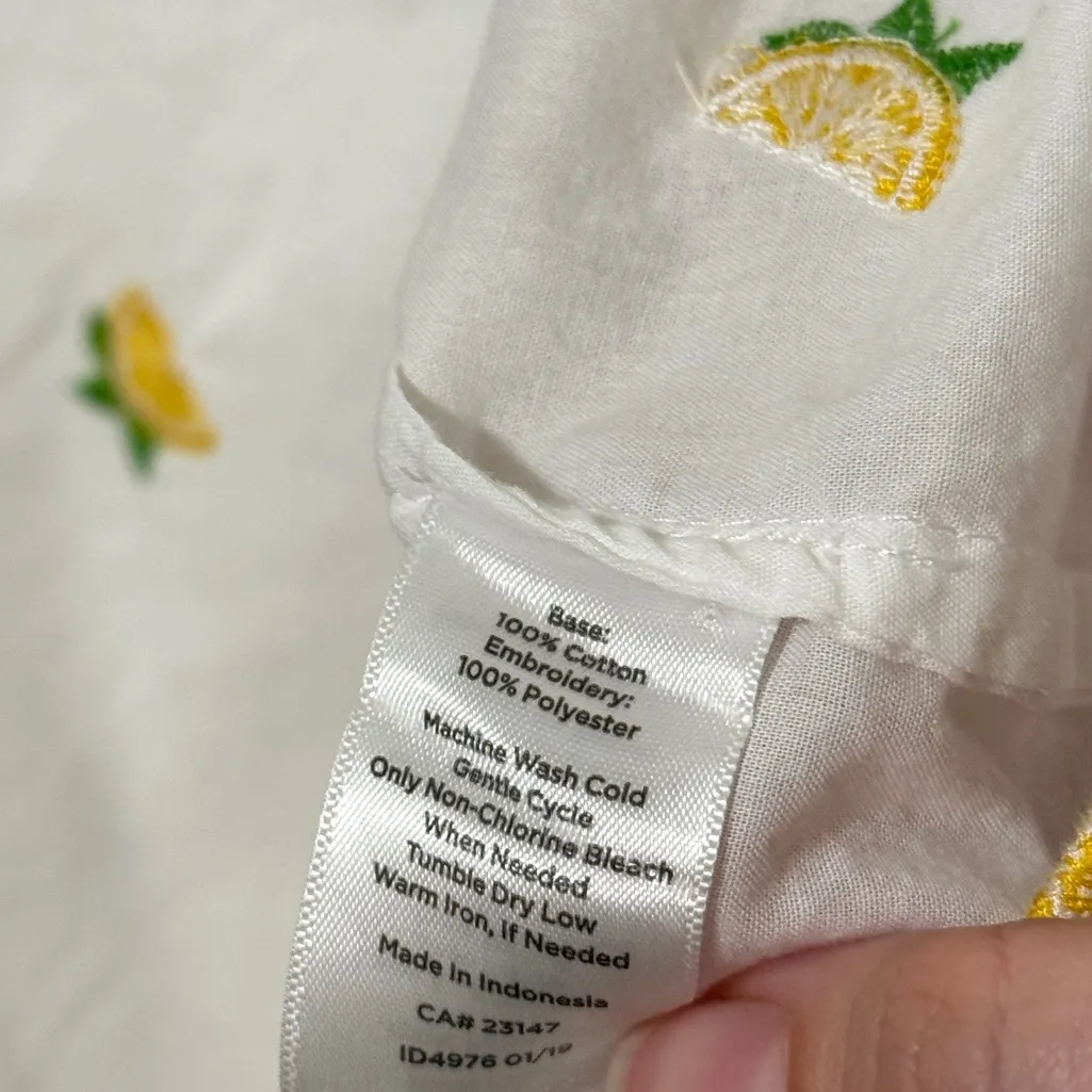Talbots Classic Cotton Button Down with Embroidered Lemons 1X - Image 7