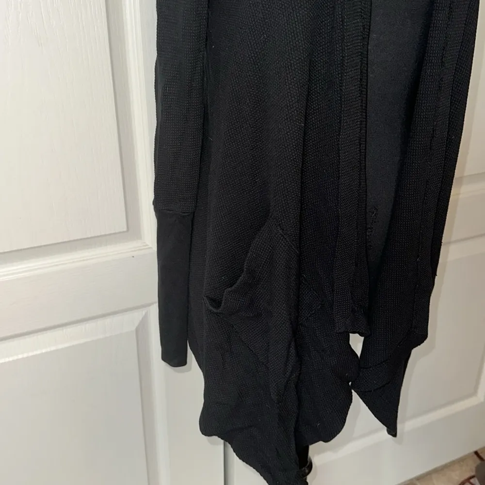 SPLENDID BLACK MICRO WAFFLE HOODED CARDIGAN - Image 3