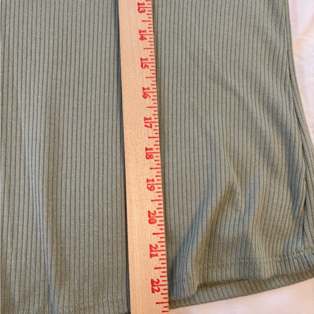 Lane Bryant Ribbed Split Neck Collared Long Sleeve Top Size 14/16 Sage - Image 5
