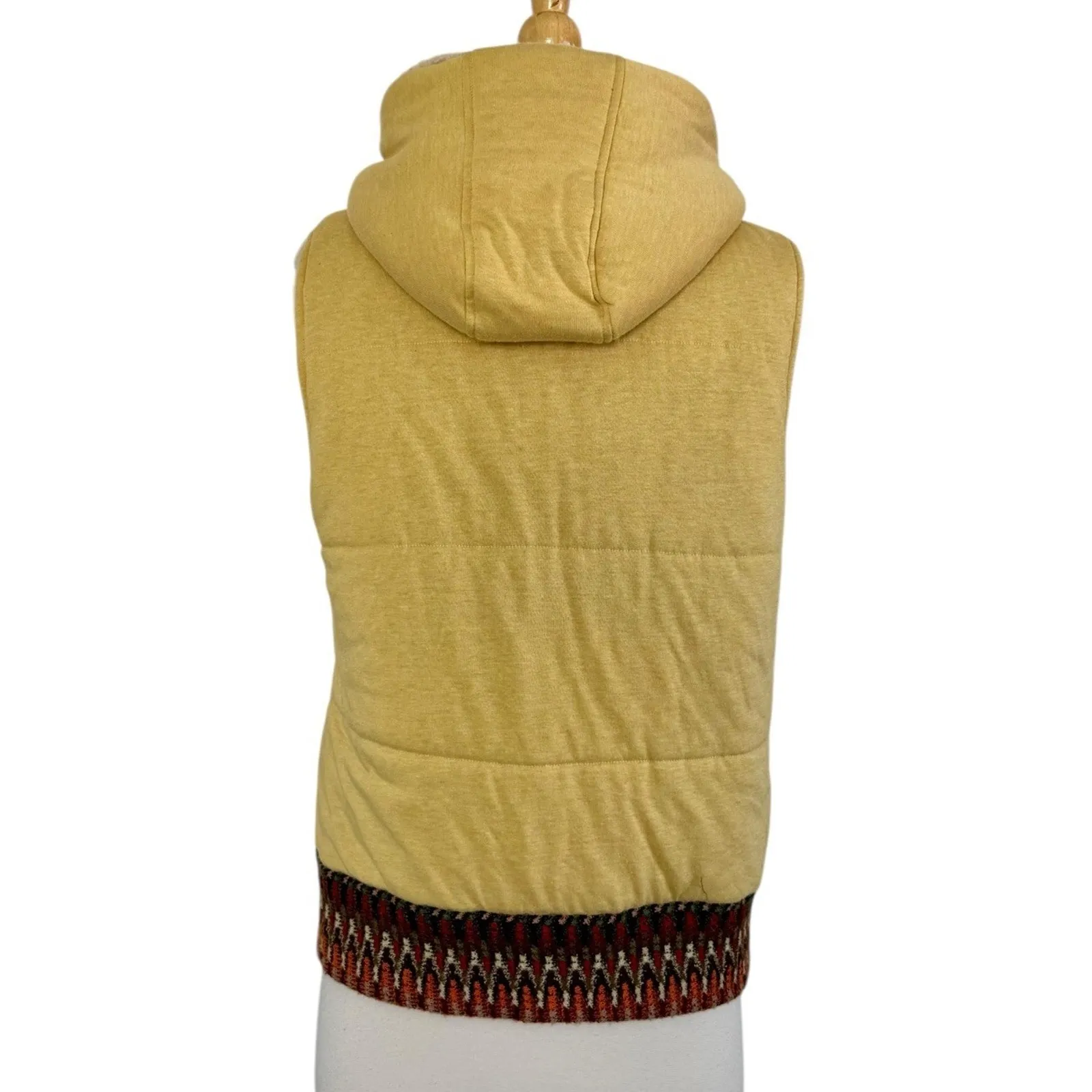 POWER TO THE PEOPLE Crochet Sherpa Lined Hooded Vest Boho Streetwear Retro Sz M Size M - Image 7