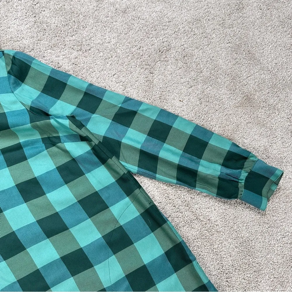 J. Jill Green Buffalo Check Plaid Shirt Dress Longsleeve Pockets Scots Pine XS - Image 7