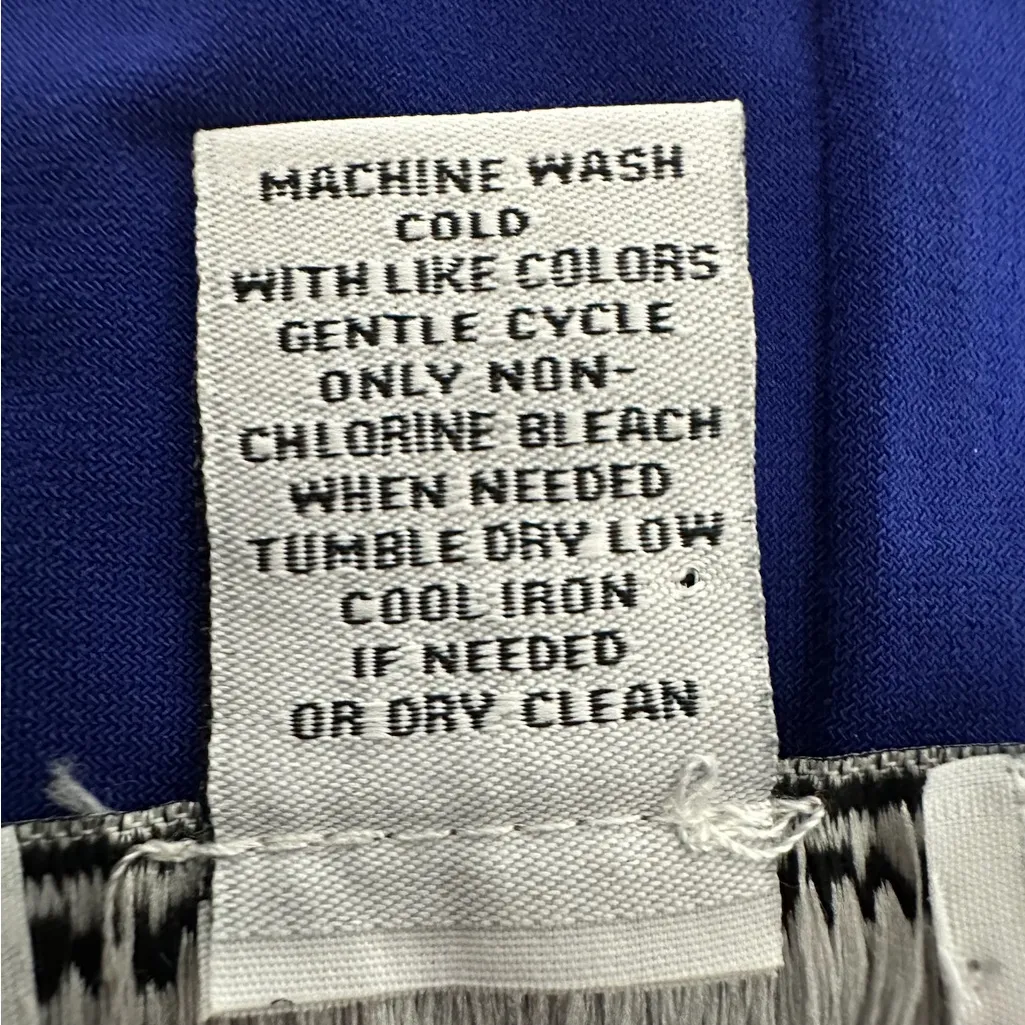 Carmen Marc Valvo Blue V-Neck Zip High Low Top Size Large Businesscore Office - Image 4