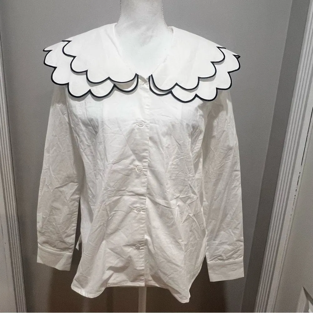 NWT English Factory button down white oversized blouse size small women's - Image 3