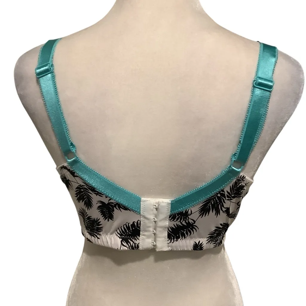 Elegant Teal and Black Leaf Print Bra WORN ONCE Size undefined - Image 3