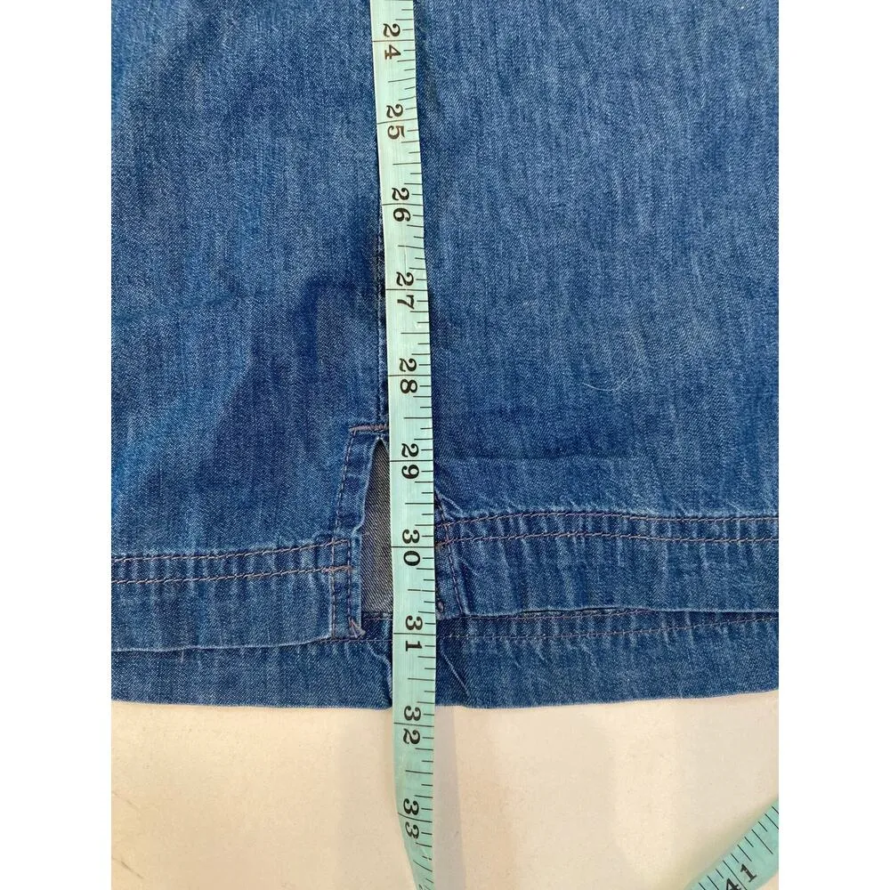 ASOS Lightweight Soft Denim Halter Slip Dress Criss Cross Straps EUC Sz 12 Mini - Image 13