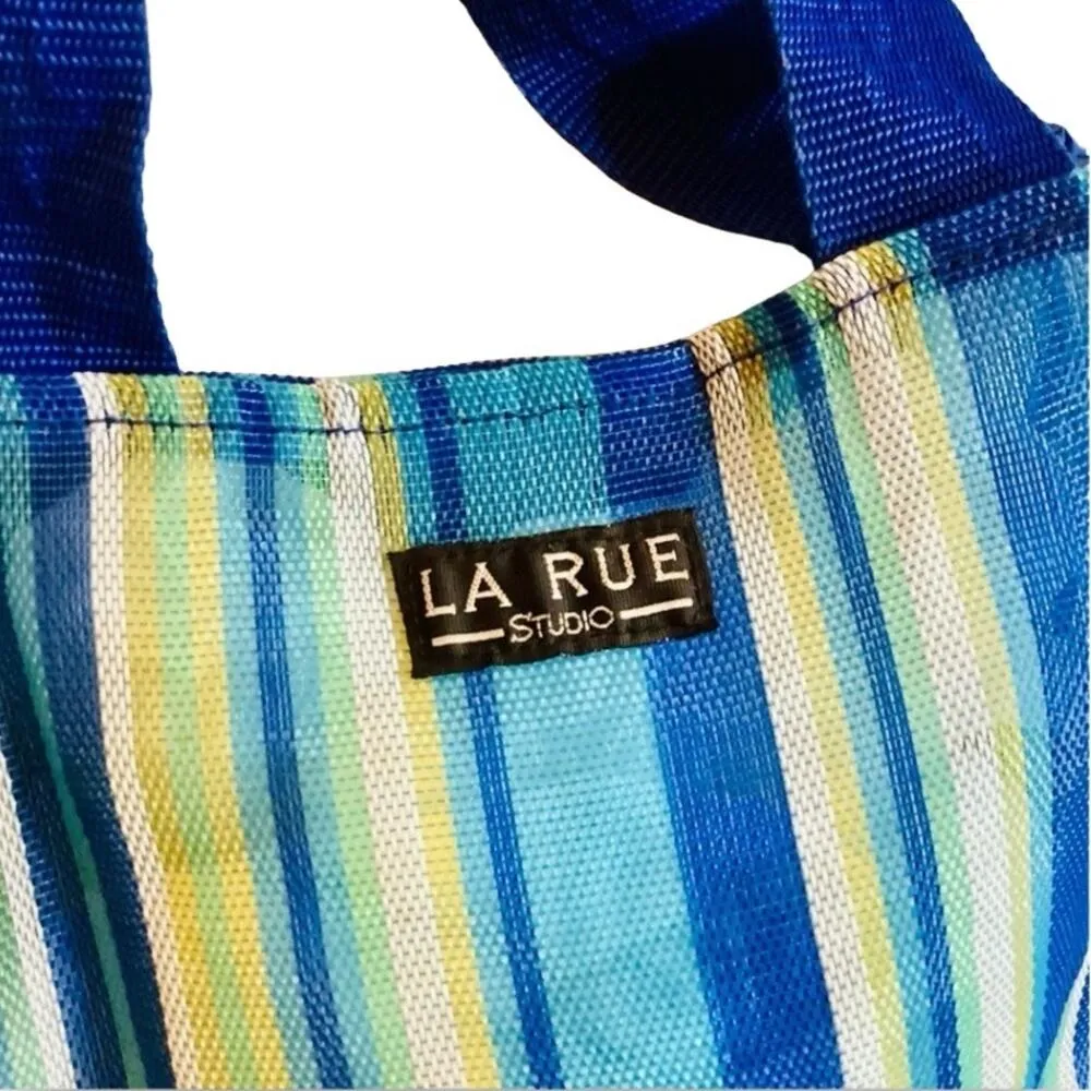 La Rue Mesh Tote Shopping Bag Blue - Image 2