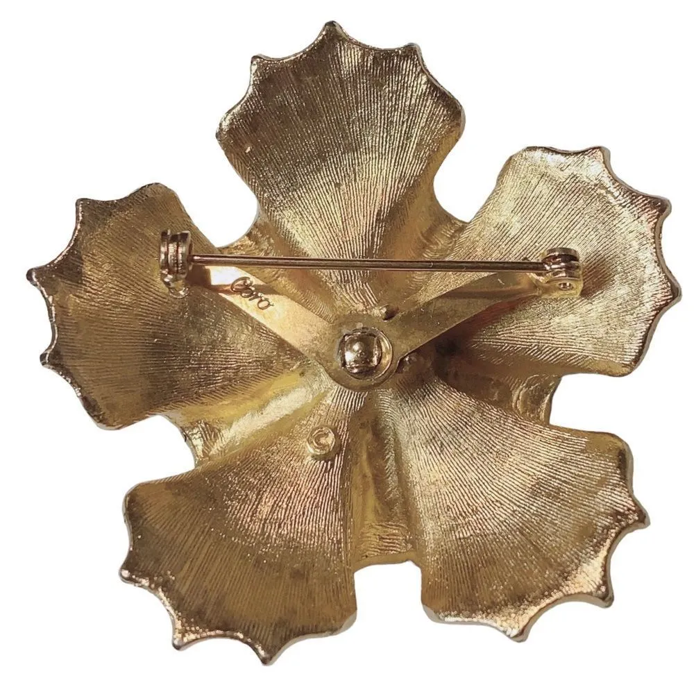 Vintage Signed CORO Flower Goldtone Pin Brooch - Image 4