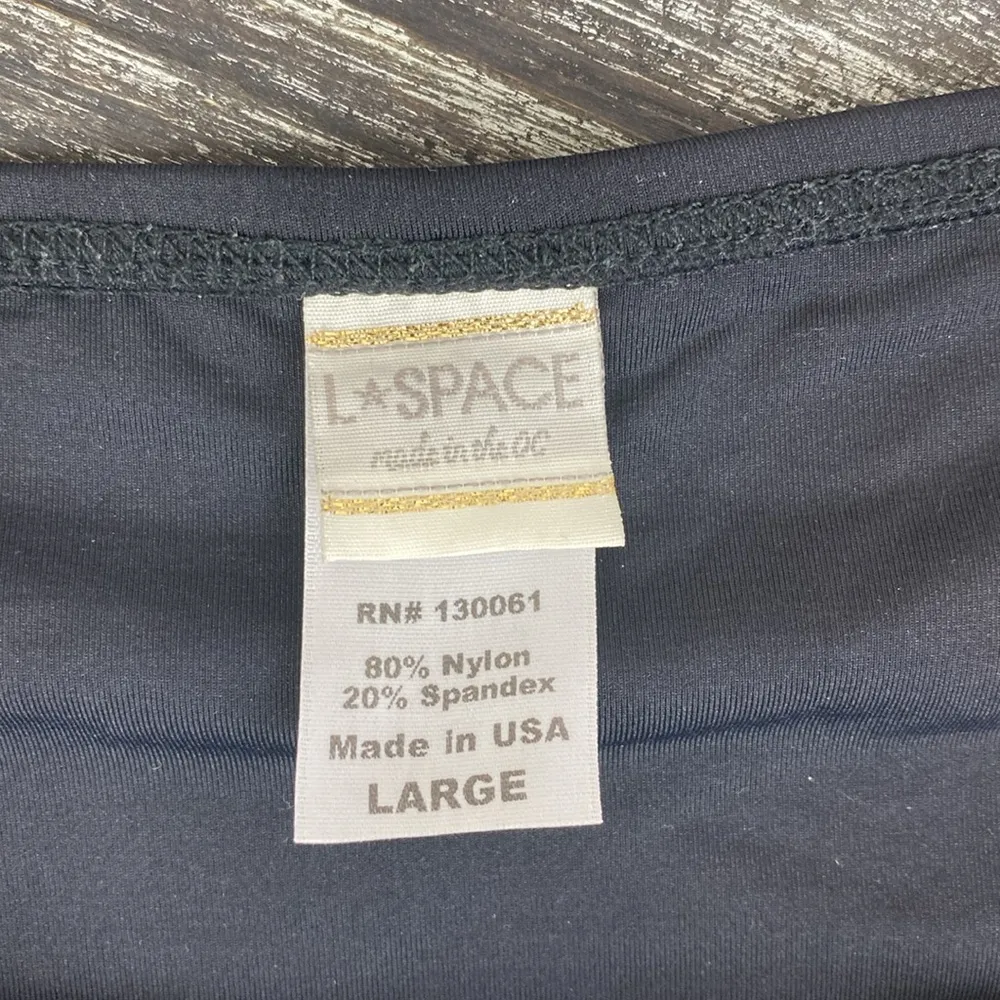 L Space Black & Ivory Side Crochet Lace Bikini Swim Suit Bottoms L - Image 5