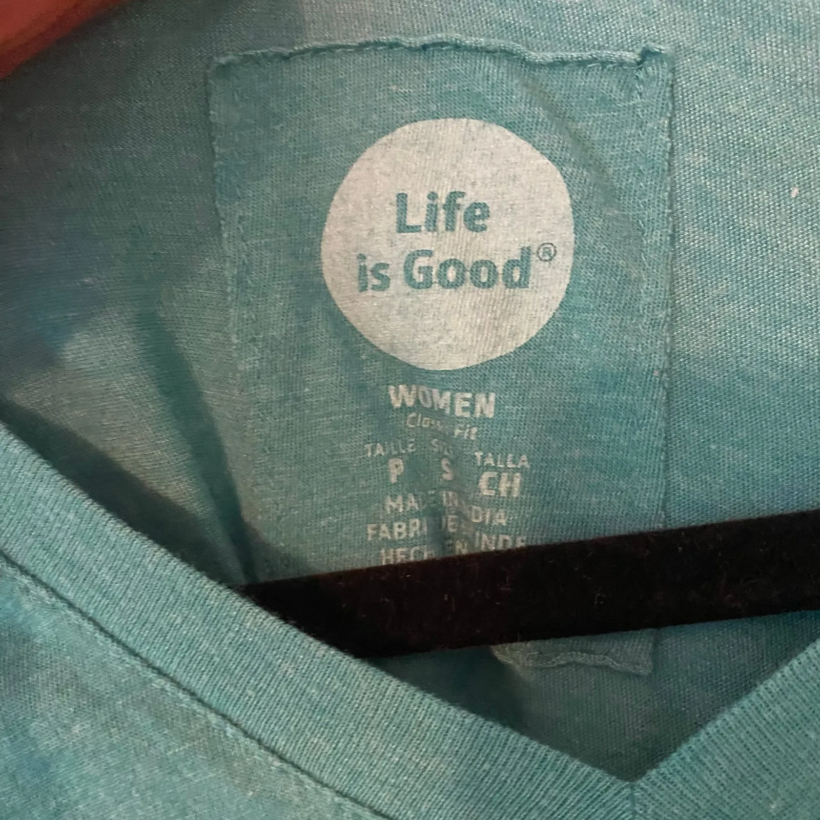 Life Is Good Teal Blue V-neck Long Sleeve Shirt Follow Your Heart Women's Small - Image 2