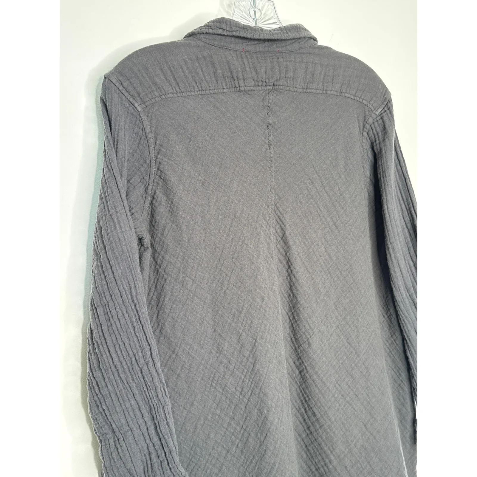 Stark X long sleeve uneven tunic high low shirt, charcoal cotton gauze medium Gray - Image 9