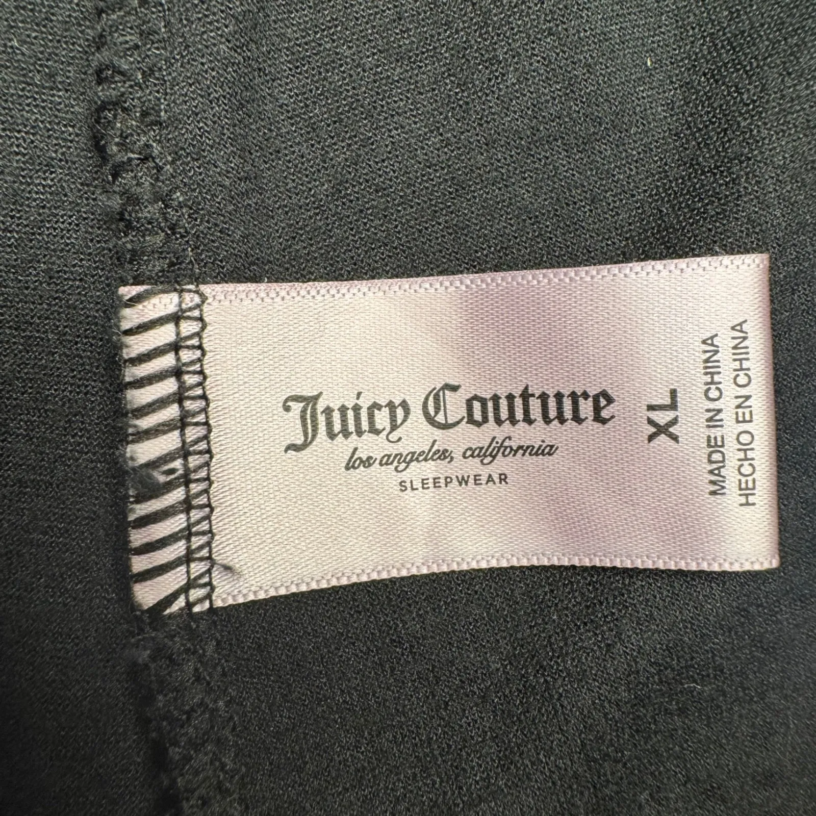 Juicy Couture Velour Lounge Pants Black Rhinestone Logo Sleepwear Women's XL - Image 3