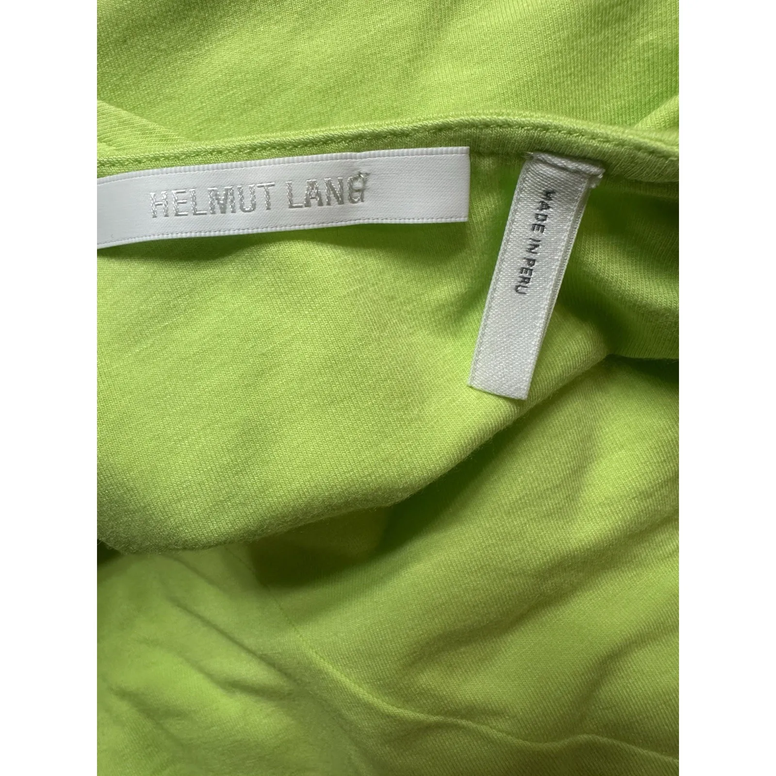 Helmut Lang Neon Lime Green‎ Asymmetrical Cut Out Top Size S Made in Peru - Image 4