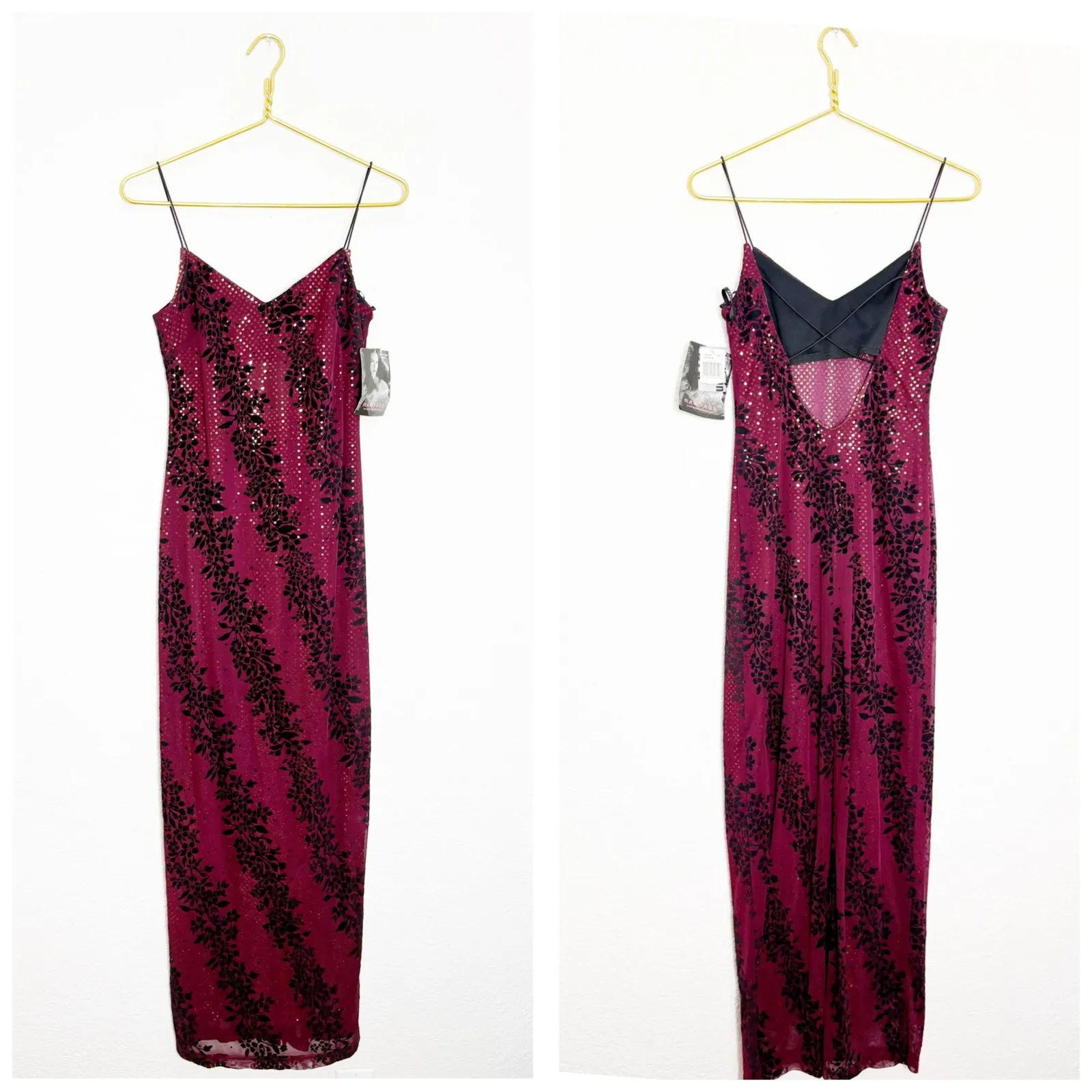 Vintage Y2K 90s Rampage Whimsygoth Velvet Sequin Maxi Dress Size Medium Fairy - Image 2