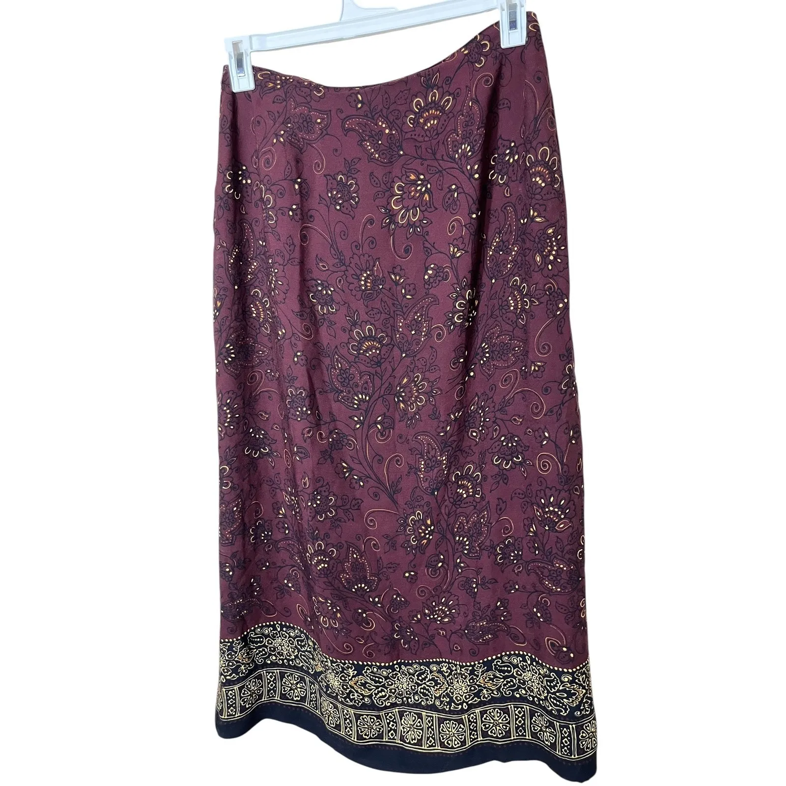 Vintage Jones New York Purple Floral Paisley Silk Maxi Skirt - Image 9