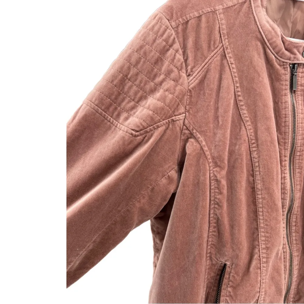 Westport 1962 Anthropologie dusty pink rose 2X velvet moto jacket plus casual - Image 2