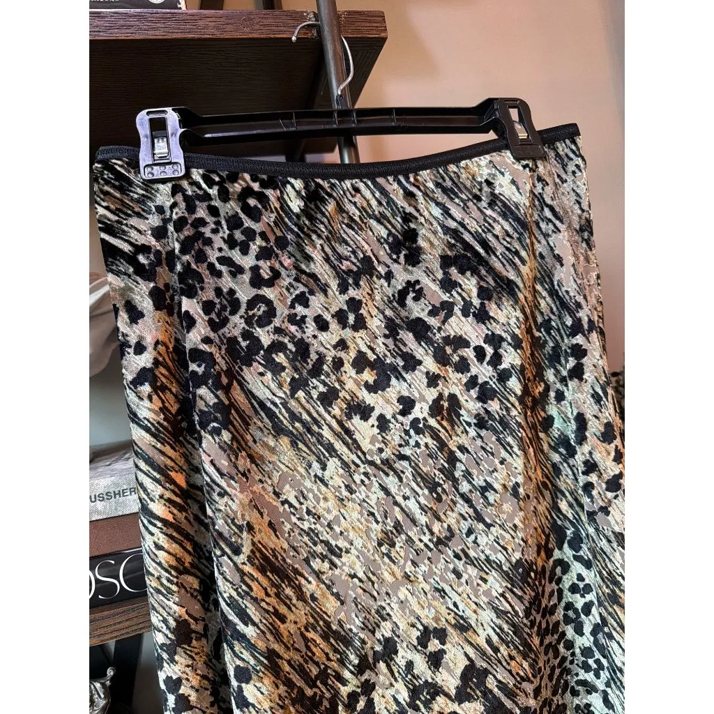 Le Superbe Velvet Underground Skirt Velvet Leopard Womens Size Large Brown - Image 9
