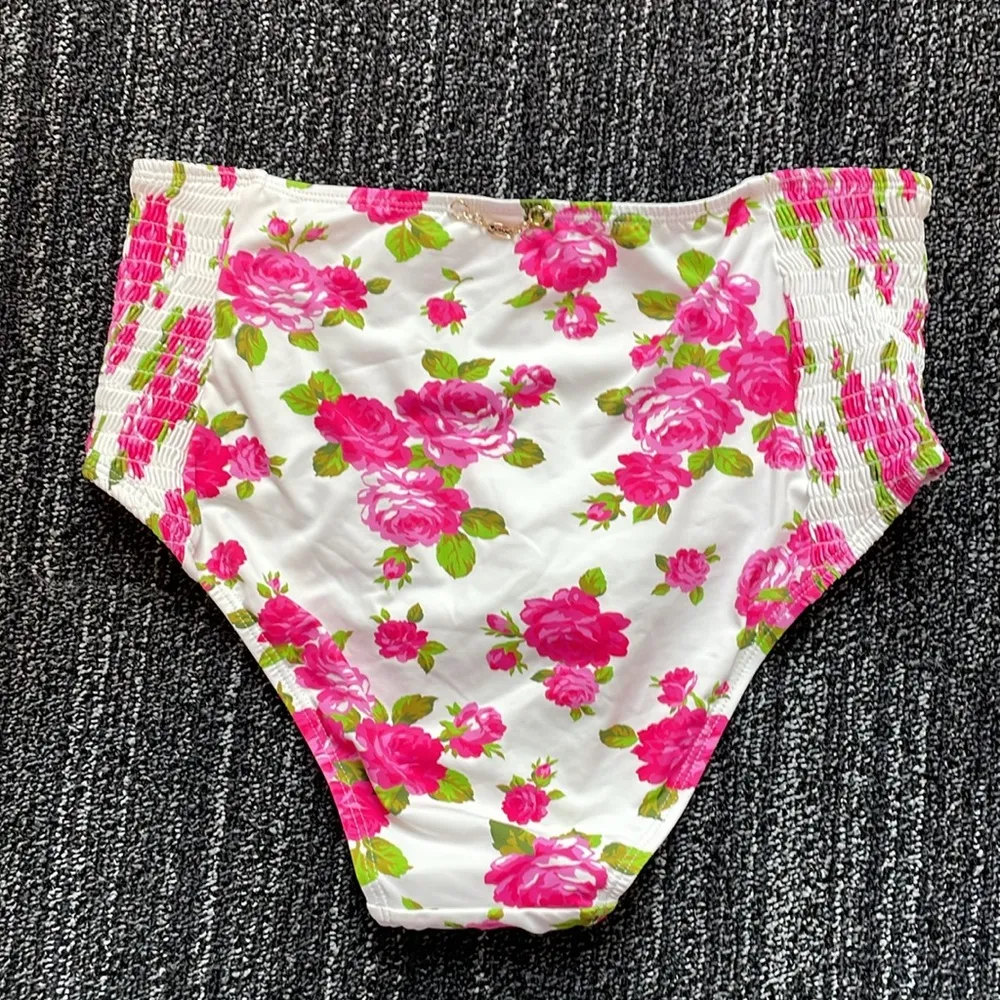 Betsey Johnson Love Always Pink Rose Corset High Waist Bikini Set NWT - Image 10