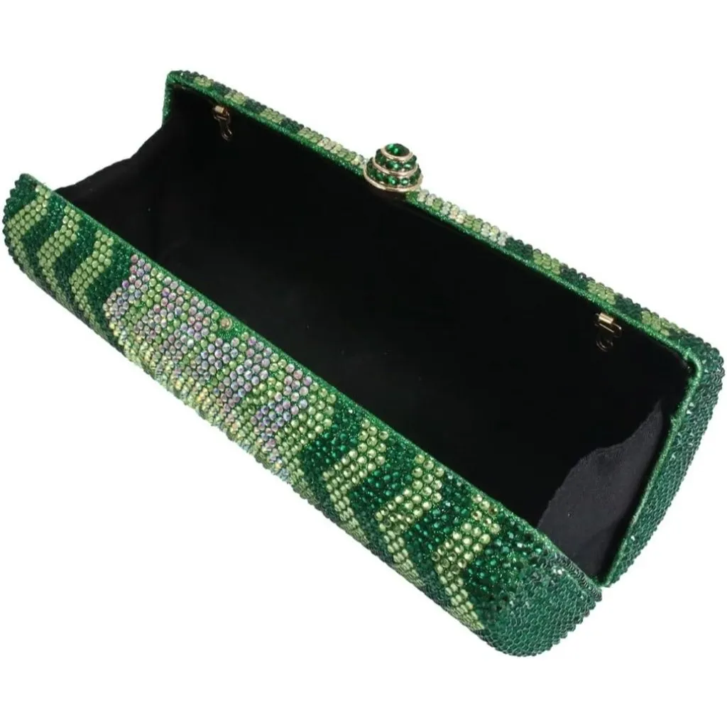 ⚡ Women's Green Glittering Cylinder Rhinestone Evening Sparkling Clutch Bag - Image 7