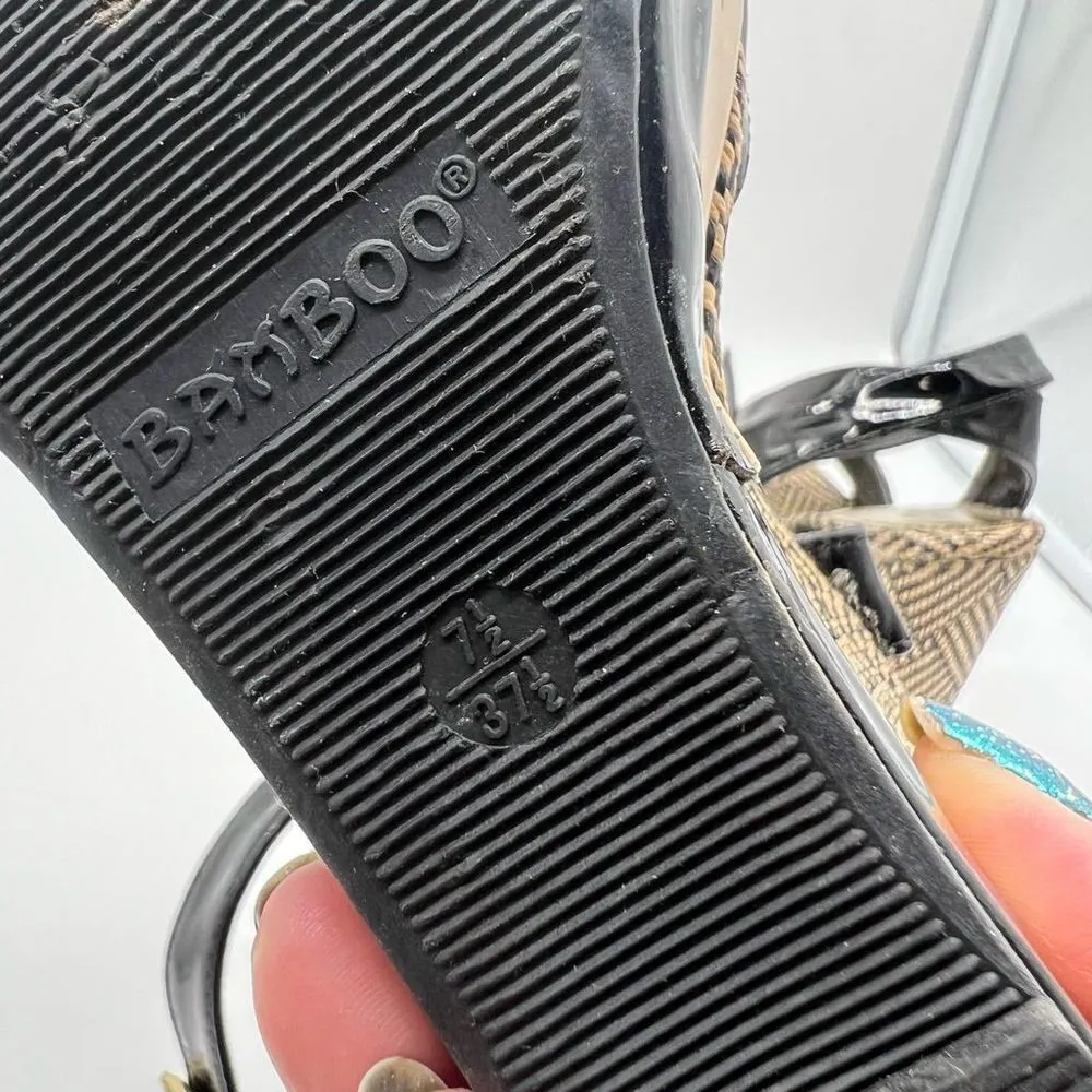 Bamboo  Raffia Look Wedge‎ Platform Sandals - Image 10