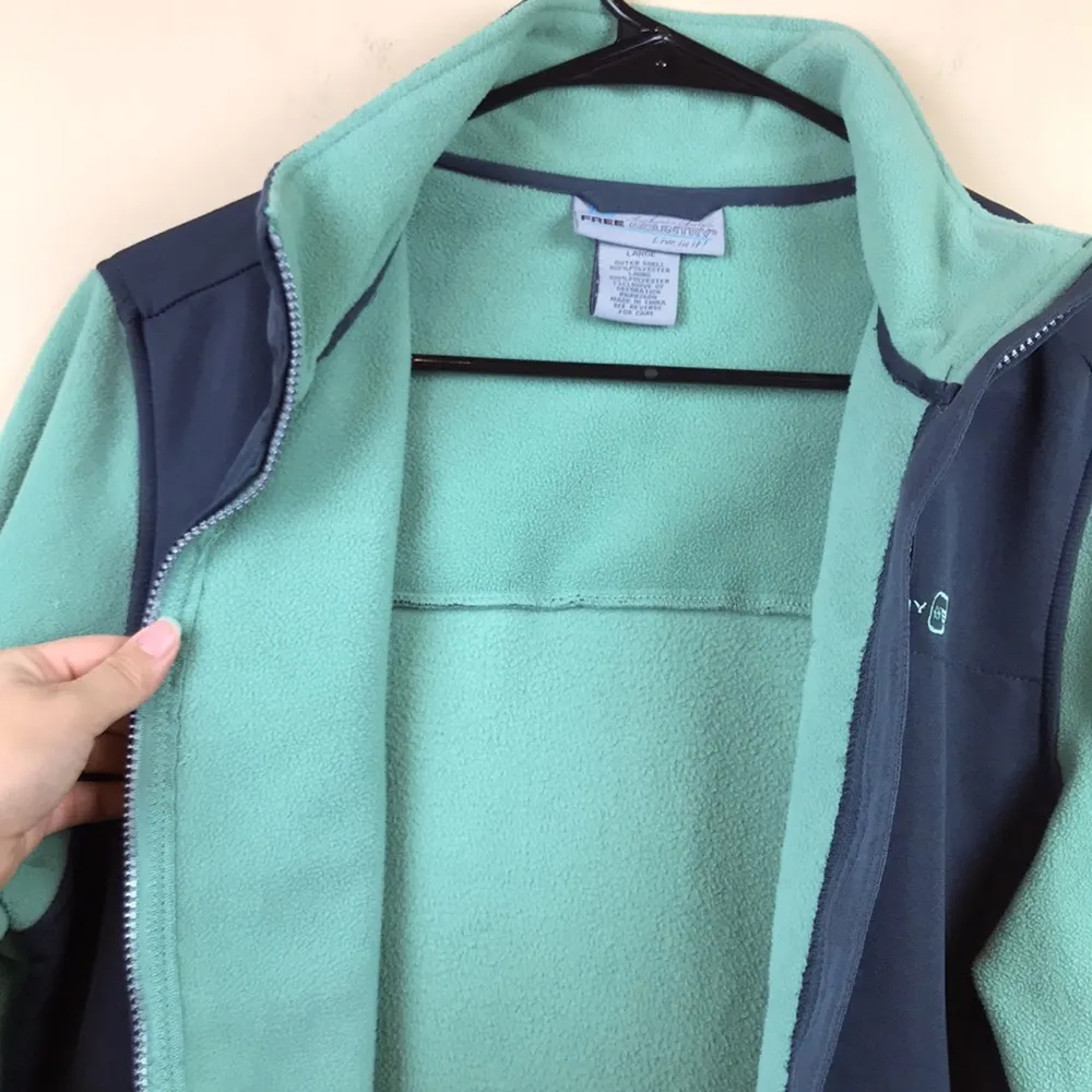 Free Country Women’s Fleece Green Gray Multi-Pocket Jacket - Image 6