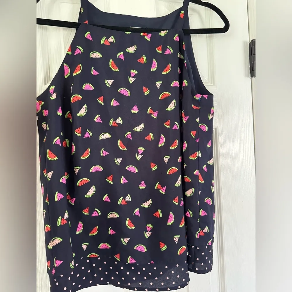 Maison Jules Sleeveless Blouse Tank top Watermelon print polka dot Summer blouse - Image 2