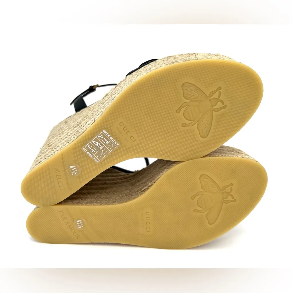 Gucci Galassia Aitana Lifford Platform Wedge Double G Logo Sandals Size EU 41.5 - Image 6
