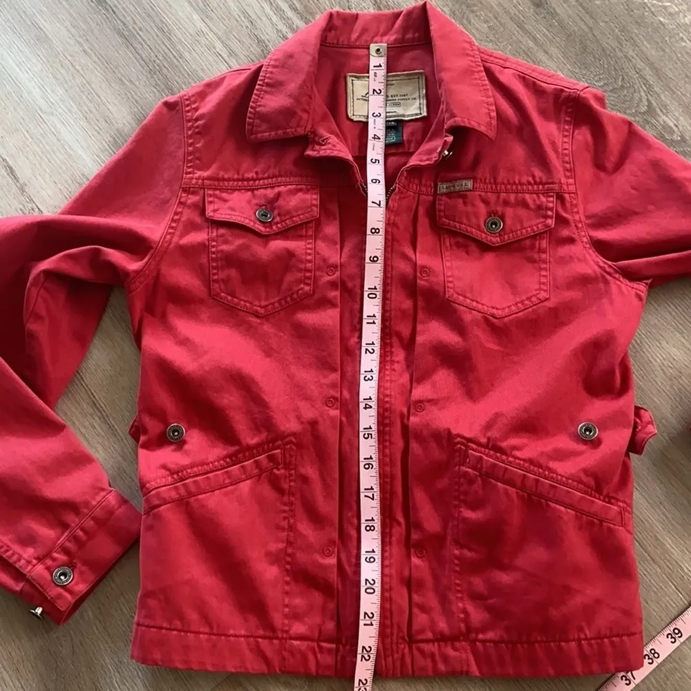 Lauren Ralph Lauren Women’s Red Trucker Jacket Size Petite Small - Image 12