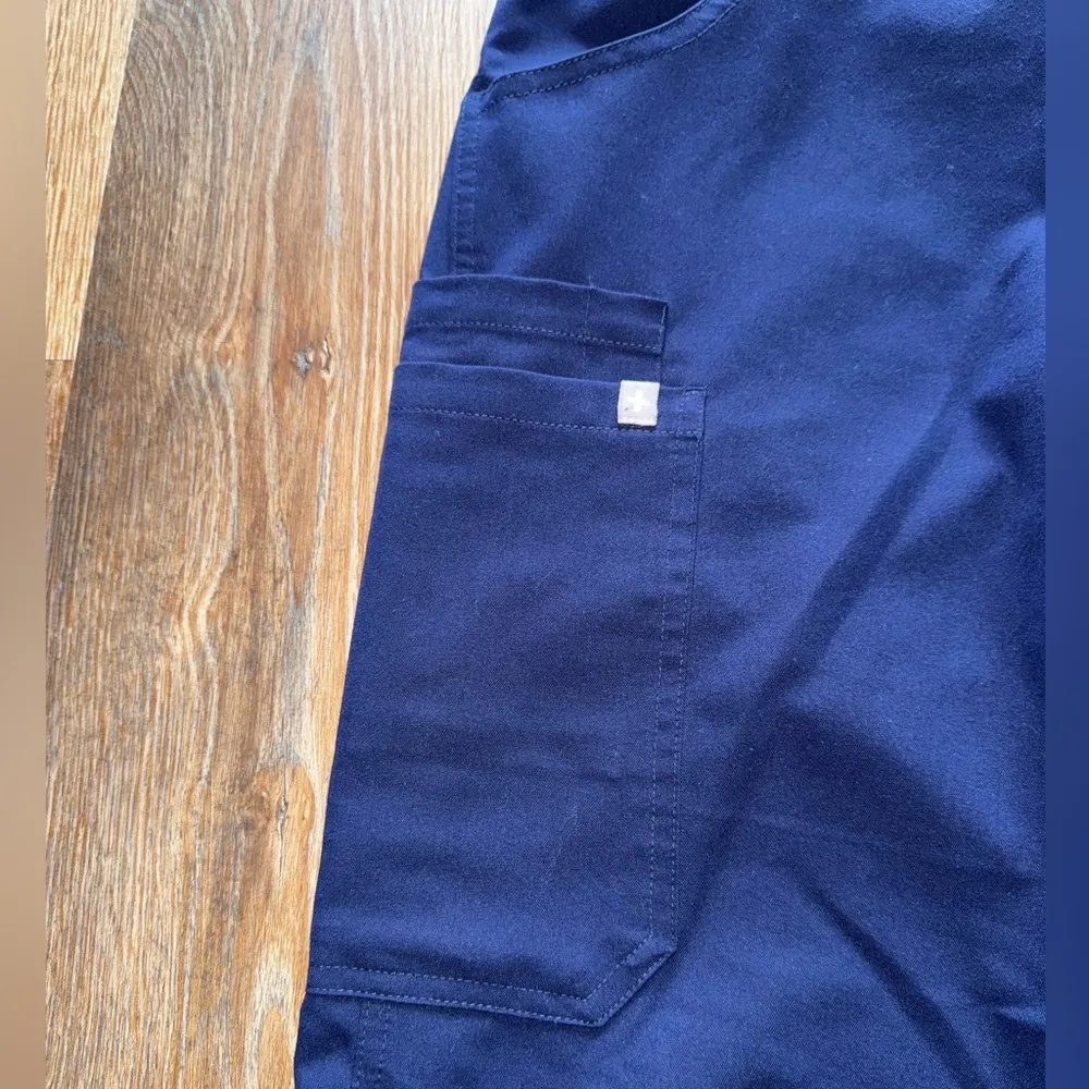 Figs Navy Blue Scrub Pants with Gray Drawstring - Image 6