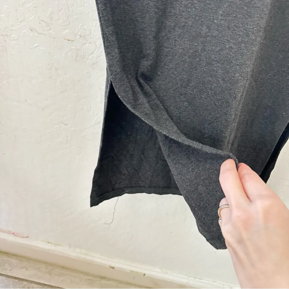 A Pea in the Pod Gray Bodycon Luxe Long Sleeve Slit Midi Maternity Dress XS - Image 4