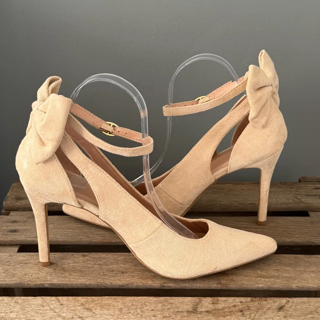 NEW ZBY Women’s Nude Suede Pointed Toe High Heels Size 9.5 A29 Tan - Image 6