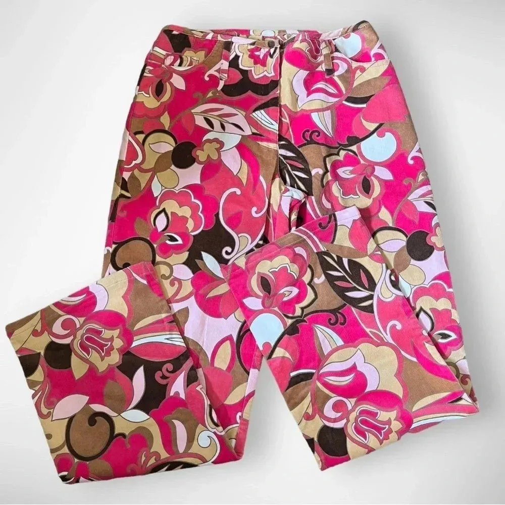 BAMBOO TRADERS Retro Wide Leg Corduroy Pink‎ Brown Pants Size 6 | EUC Pink - Image 3