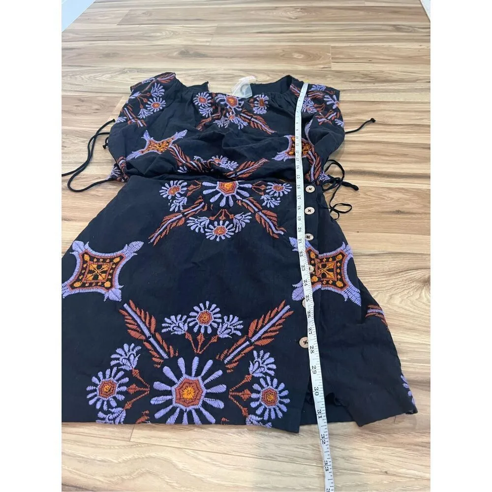 Free People NWOT Sardinia Sun Mini Dress in Black Combo Embroidered size 6 - Image 6