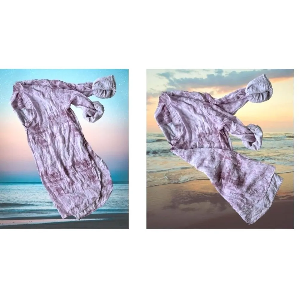 H Halston Tie Dye Tunic Top Sz 1X?  Lilac Swimsuit Cover Up Dress Roll T… - Image 7