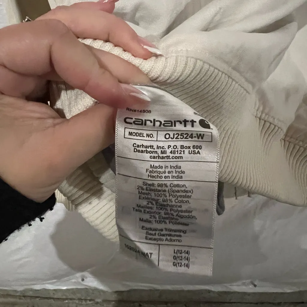 NEW FLAWED Carhartt Cream Relaxed Fit Rugged Flex Jacket Size Large - Image 7