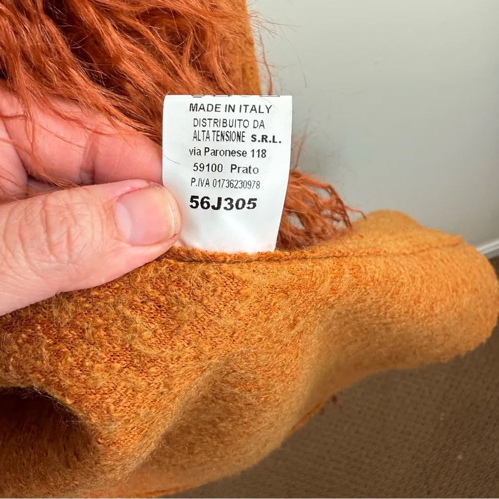 Tensione In Rust Faux Fur Trim Wool Blend Vest Orange Size M - Image 10