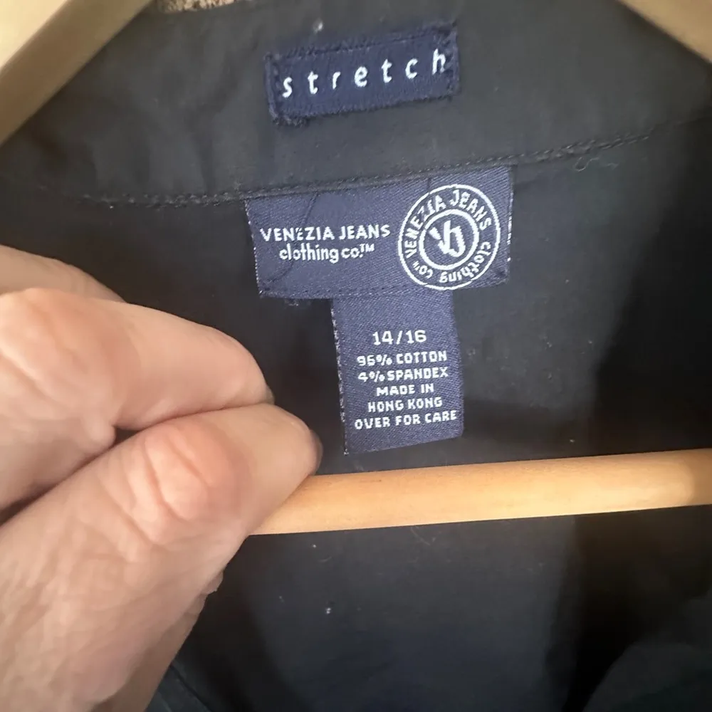 Venezia Jeans Clothing Company Wrap Shirt Size 14/16 Stretch Black - Image 7