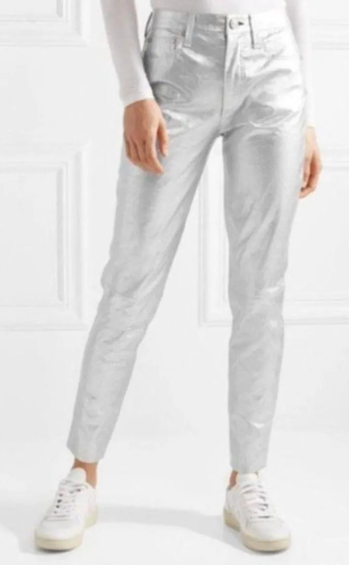 23 NWT Pants Leather Silver Metallic - Image 2
