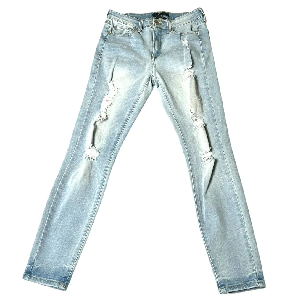 AERO high rise‎ distress,bleached blue jeans stretch Y2K festival casual size 6 - Image 2