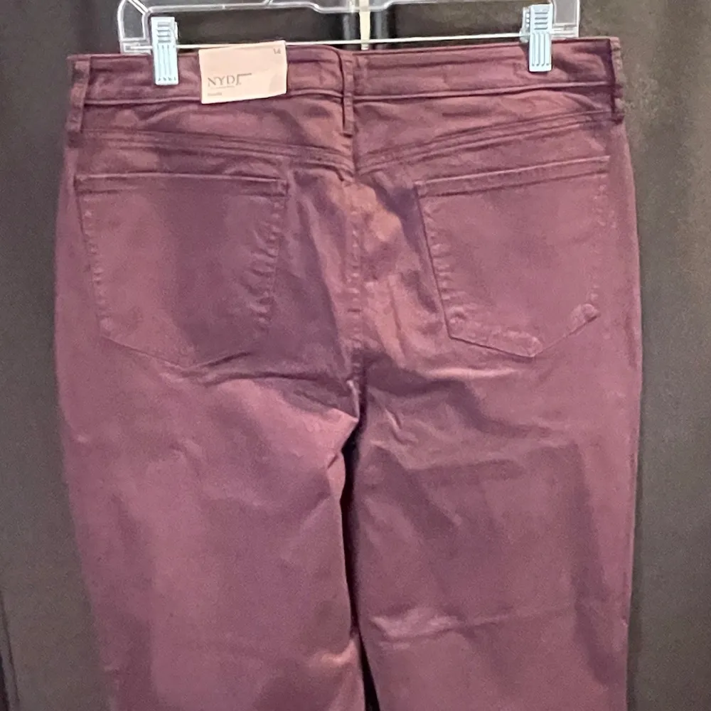 NYDJ Julia Sateen Relaxed High Rise Flared Jeans In Eggplant, 14R - NWT - Image 4