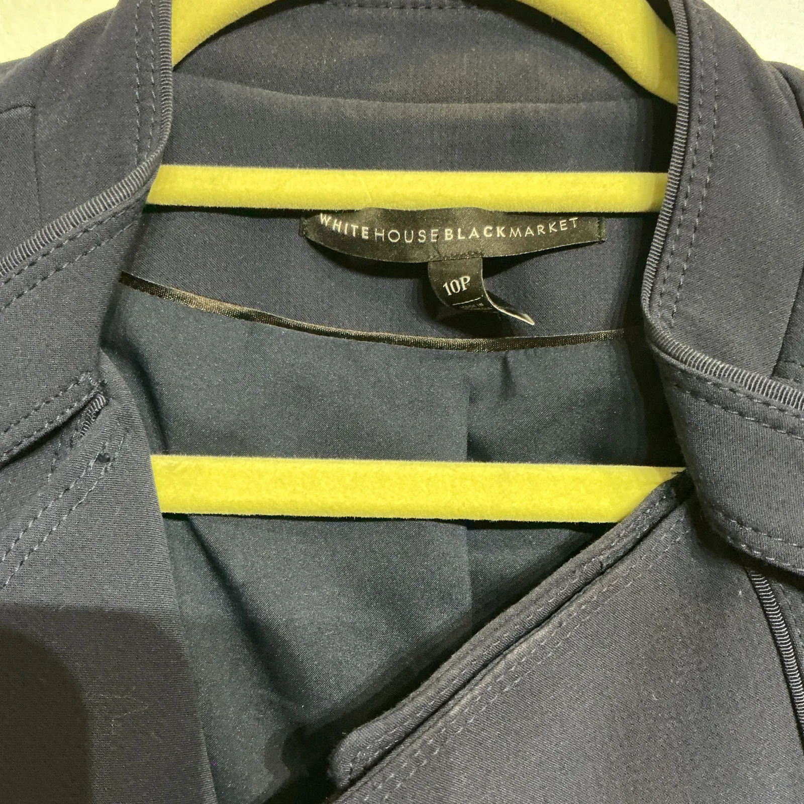 White House Black Market Navy Blue Cropped Moto Jacket Sz 10P - Image 4