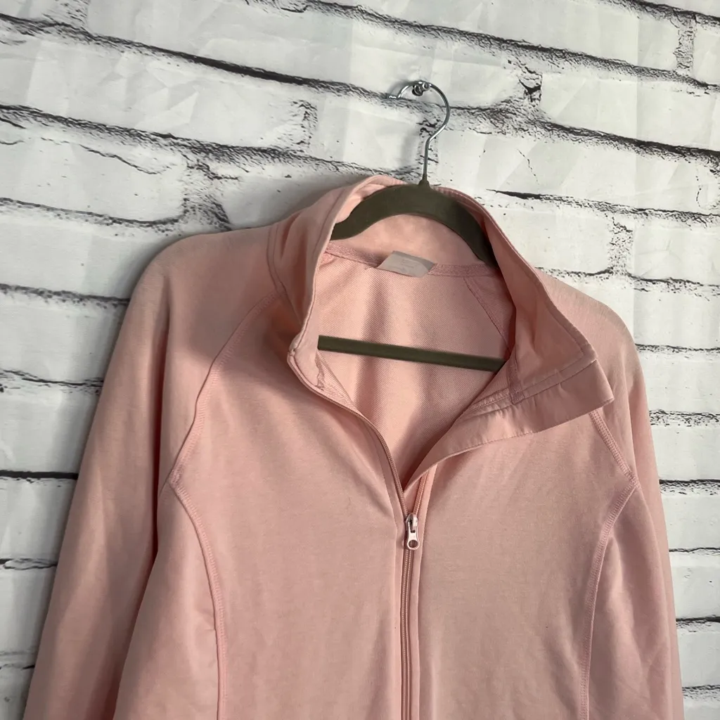 Emily B Light Blush Pink Full Zip Cotton Track Jacket Women’s XL Stand Collar - Image 3