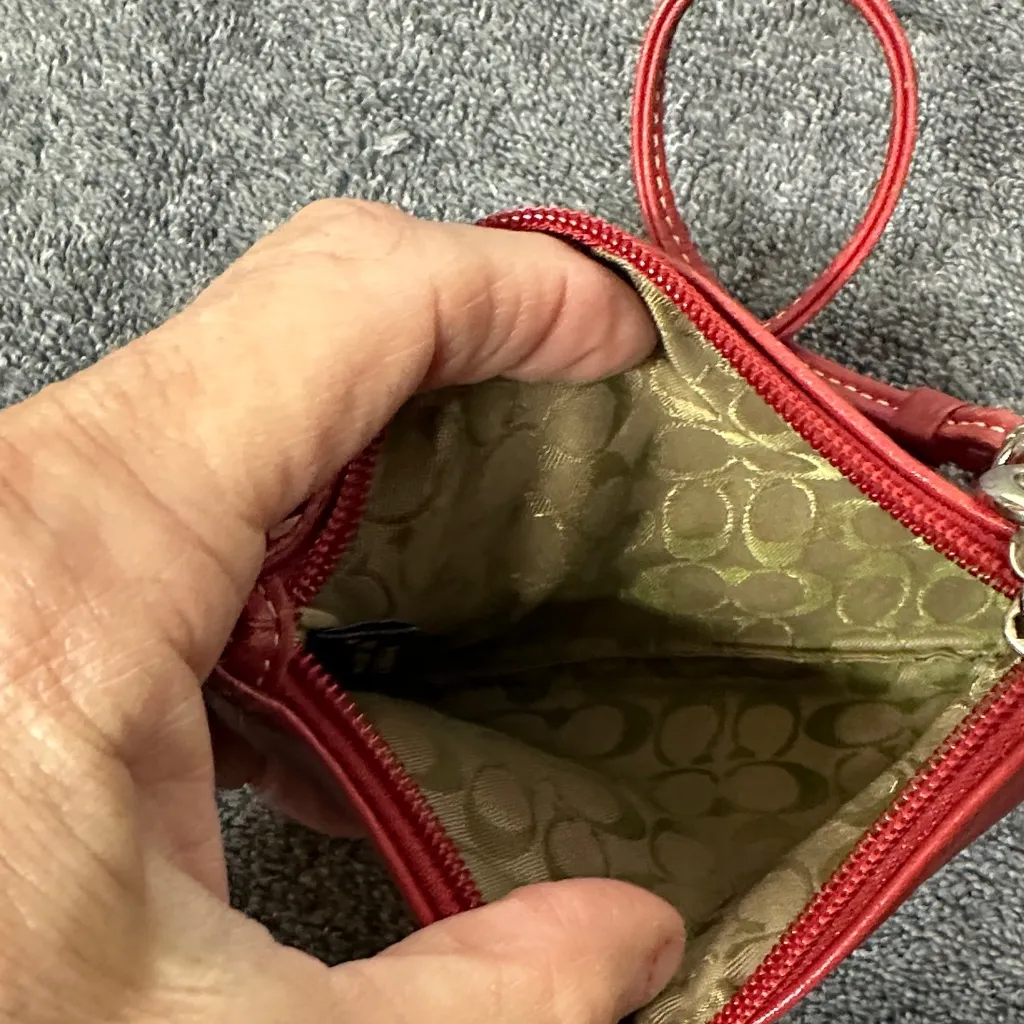 Coach Cherry Red Leather Wristlet - Image 6