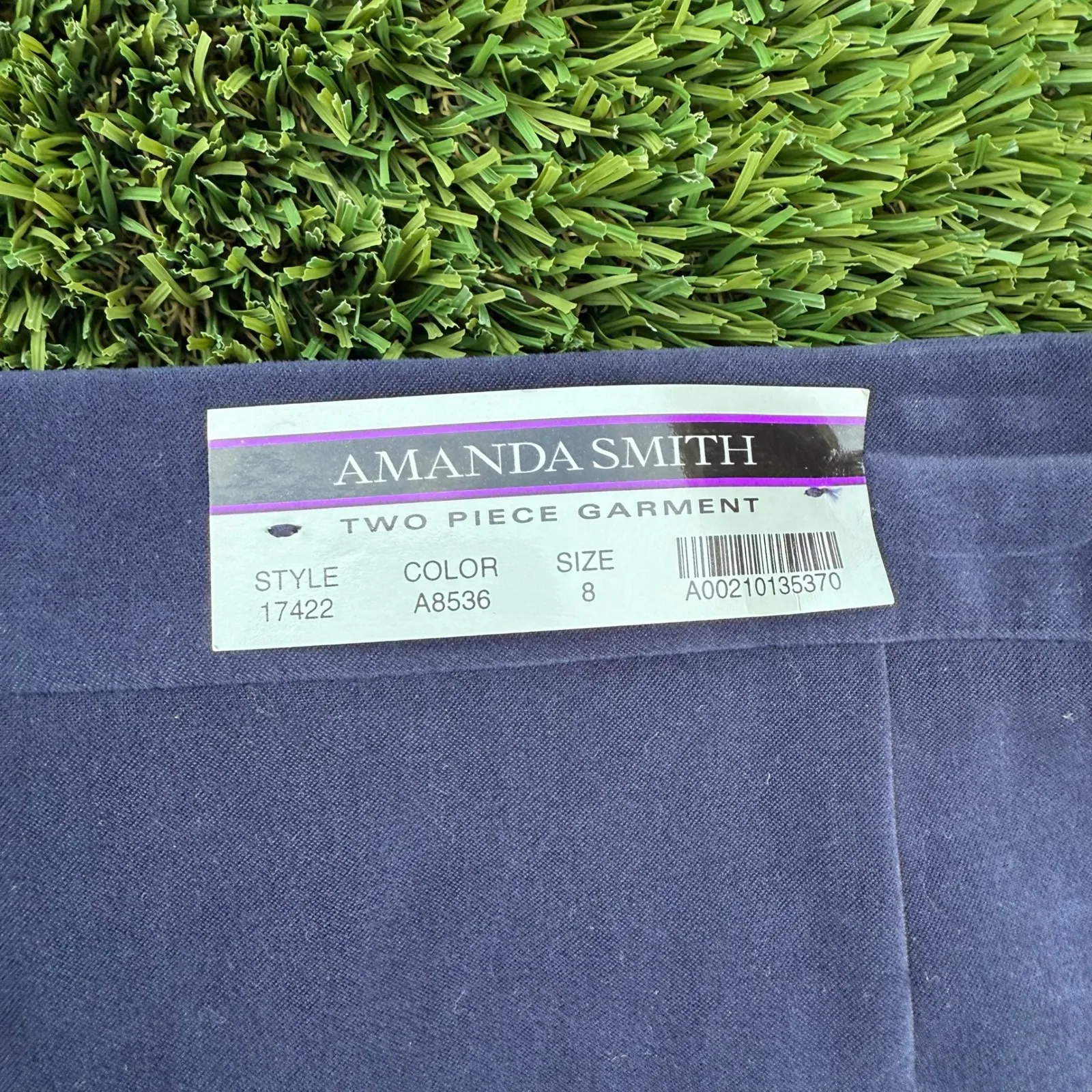 Amanda Smith Y2K 8petite Color Block faux Suede Blazer Suit Set 2tone blue - Image 2