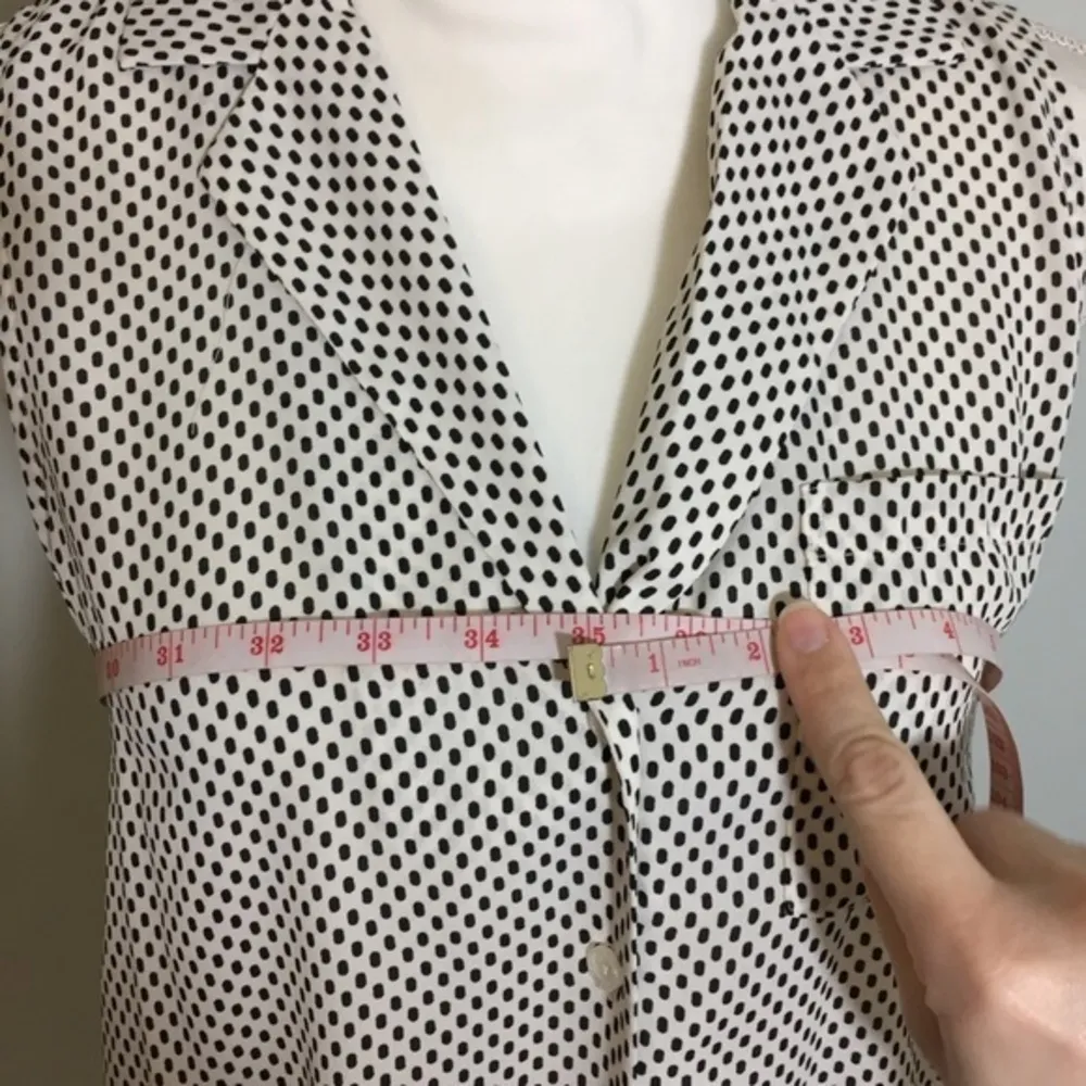 NWT Black White Oval Dot Button Up Collared Blouse - Image 5