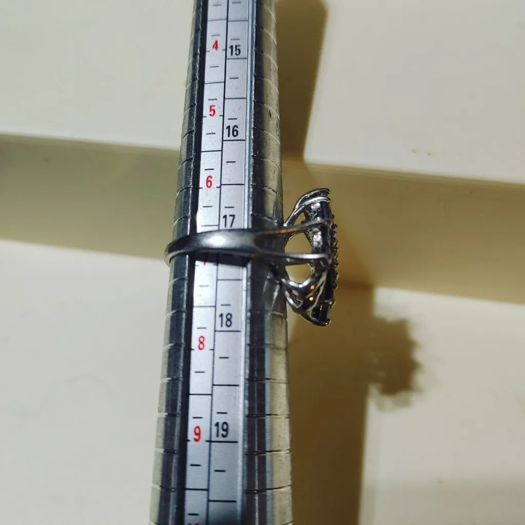 Tanzanite Flower Ring Size 7 Sterling Silver 925 Sparkling Accents Stamped RJ - Image 7