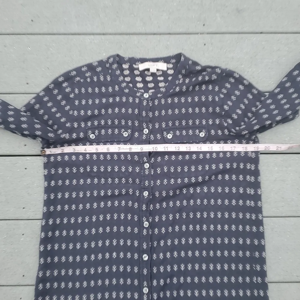 Loft Collarless Front Pocket Button Down Shirt - Image 10