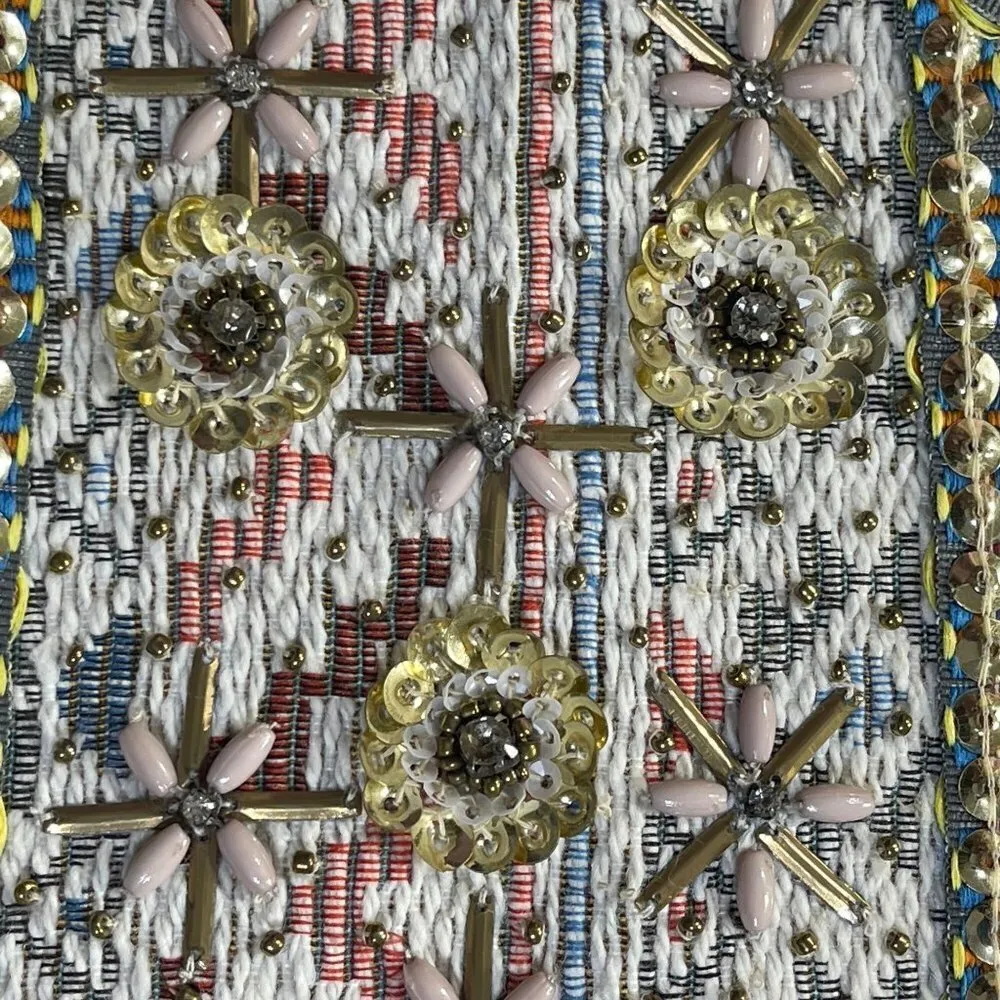 Versona Tweed Sequin Handbag Purse Envelope Bag Crossbody Grey Blue - Image 5